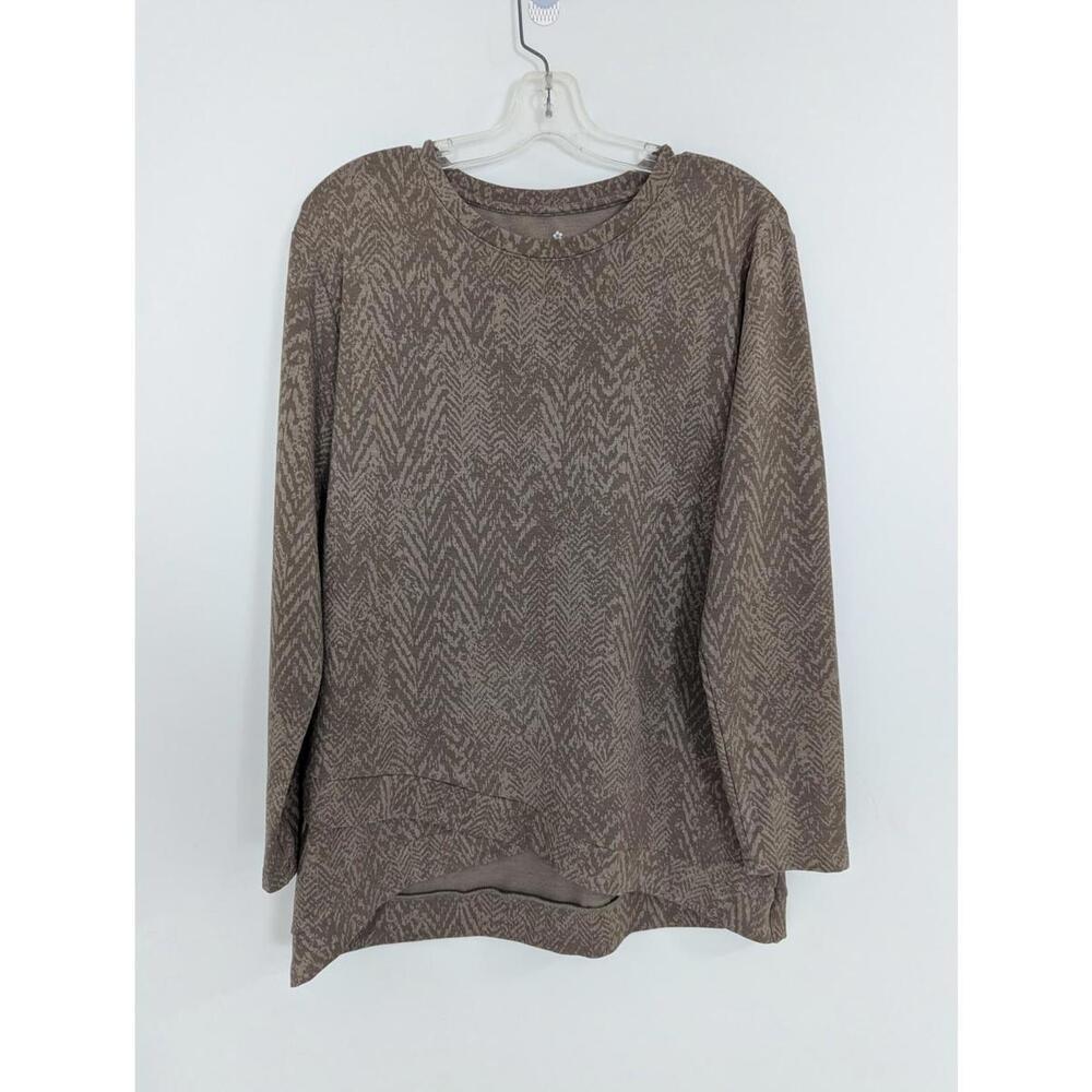 Tuff Athletics Women's Snake Skin Patterned Long Sleeve Top Size XL Brown